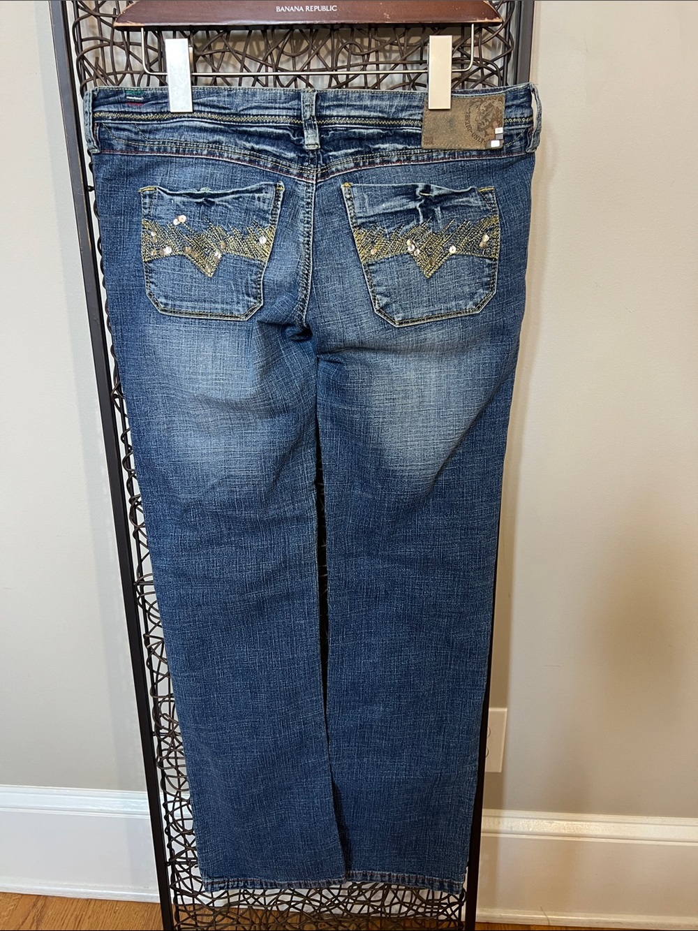 Vintage Y2K Diesel lowrise blue stretch jean sequin embroider pocket 0071L 28/33